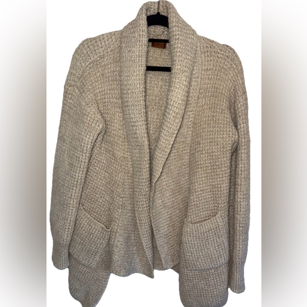 POL Women’s Beige Chunky Boho Style Cardigan Sweater Size S
